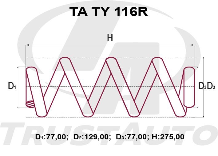 Пружина подвески RR усиленная Rush J200 TRUSTAUTO TATY116R